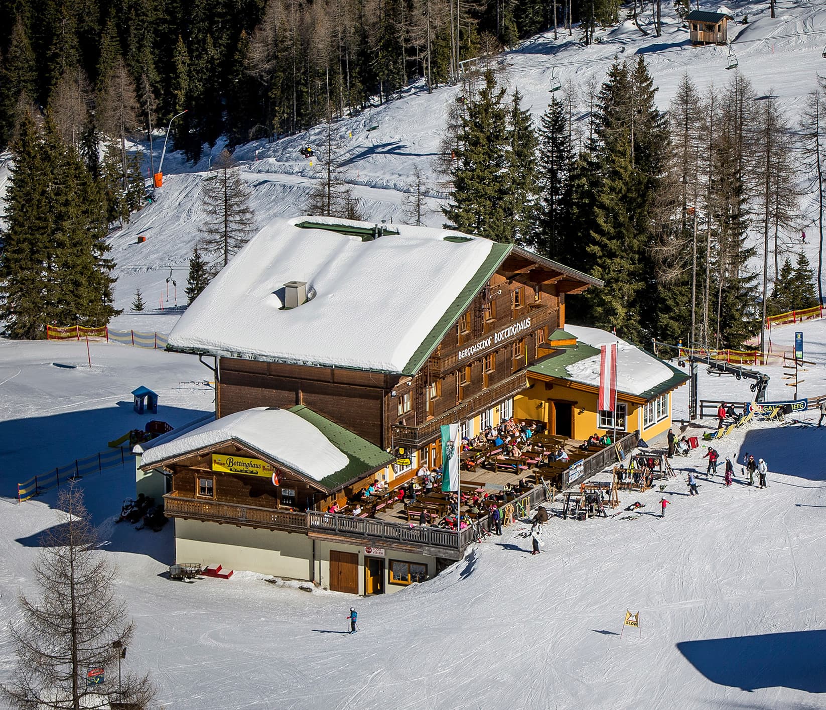 Self-service mountain restaurant Bottinghaus with sun terrace on the Galsterberg  mountain