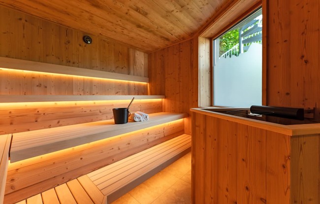 Finnish sauna with panoramic view