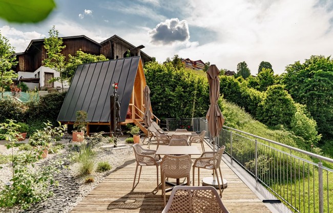 Sun terrace with garden house