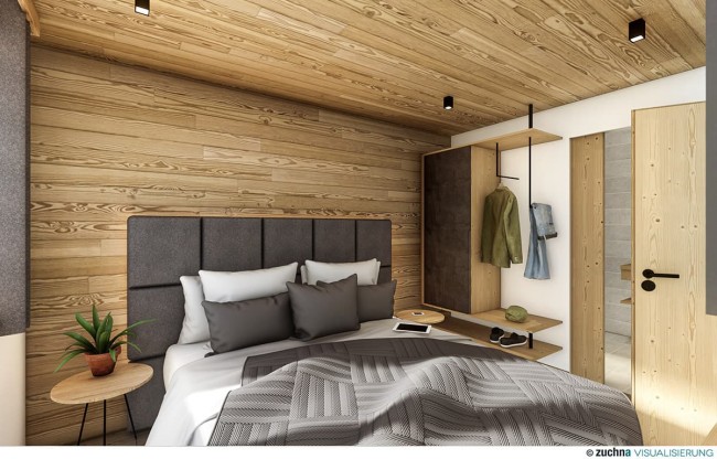 Familienresort appartements suitenhotel schladming visualisierung schlafzimmer 