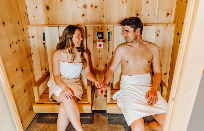 Couple in the infrared sauna